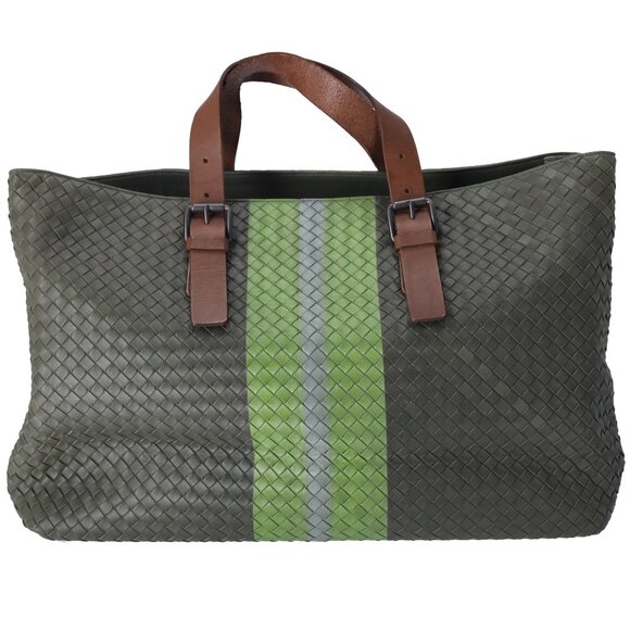 BOTTEGA VENETA Intrecciato Tote Bag 189632 Khaki Light Green Multi - Picture 1 of 8